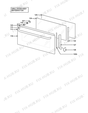 Взрыв-схема плиты (духовки) Aeg D8100-1W - Схема узла H10 Grill door assy